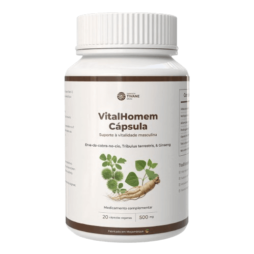 Cápsulas VitalHomem com Erva de Bode Tarado, Tribulus Terrestris e Ginseng - Natural supplement product image Cápsulas VitalHomem com Erva de Bode Tarado, Tribulus Terrestris e Ginseng